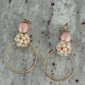 Elegant Pink and Gold Hoop Earrings